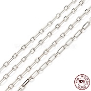 Rhodium Plated 925 Sterling Silver Figaro Chains, Soldered, Platinum, Link: 5x2.5x0.5mm and 3x2.5x0.5mm(STER-F052-12P)