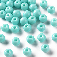 Opaque Acrylic Beads, Round, Pale Turquoise, 6x5mm, Hole: 1.8mm, about 4400pcs/500g(MACR-S370-C6mm-SS2107)