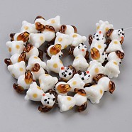 Handmade Bumpy Lampwork Beads Strands, Dog, Floral White, 22x19~20x13~15mm, Hole: 1.4mm, about 20pcs/strand, 17.32 inch(44cm)(LAMP-S194-010)