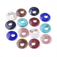 Acrylic Pendants, Imitation Gemstone Style, Flat Round, Mixed Color, 24.5x4mm, Hole: 2mm, about 363pcs/500g(OACR-T007-07-M)