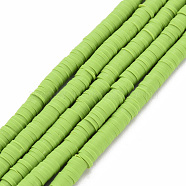 Handmade Polymer Clay Bead Strands, Heishi Beads, Disc/Flat Round, Yellow Green, 4x0.5~1mm, Hole: 1.5mm, about 320~447pcs/strand, 15.74~16.92 inch(CLAY-T002-4mm-68)