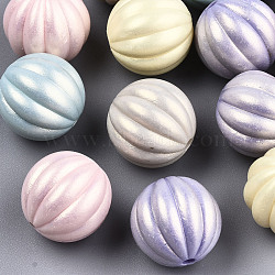 Spray Painted Acrylic Beads, Rubberized Style, Pumpkin, Mixed Color, 17x16.5mm, Hole: 2mm, about 205pcs/500g(MACR-T037-04)