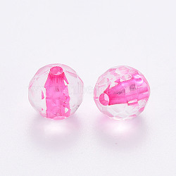 Transparent Acrylic Beads, Round, Faceted, Hot Pink, 6x5.5mm, Hole: 1.4mm, about 4160pcs/500g(TACR-S154-11A-82)