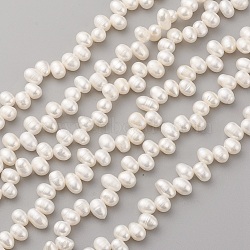 Natural Cultured Freshwater Pearl Beads Strands, Oval, Old Lace, 8~14x5~6mm, Hole: 0.5mm, about 66pcs/strand, 14.1 inch(36cm)(PEAR-G007-16)
