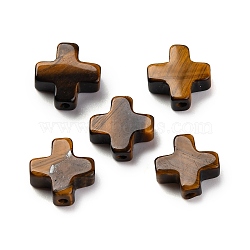 Natural Tiger Eye Beads, Cross, 10x10x4mm, Hole: 1.2mm(G-K369-02C)