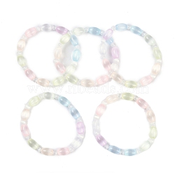 Natural Selenite Beaded Stretch Bracelets for Women,  Grade A, Oval, Colorful, Inner Diameter: 2-1/4 inch(5.8cm)(BJEW-F481-01A)