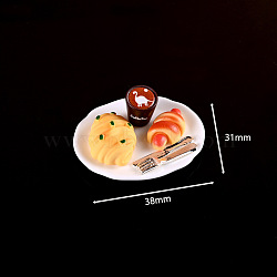 Resin Miniature Breakfast Set Ornaments, Micro Landscape Home Dollhouse Accessories, Pretending Prop Decorations, Mixed Color, 10.5~22.5x3~13.5x1~9mm, 6pcs/set(DIY-H174-01F)