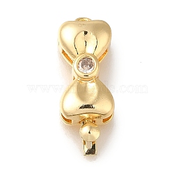 Brass Micro Pave Cubic Zirconia Box Clasps, Bowknot, Real 18K Gold Plated, 22.5x8x6mm, Hole: 1.5mm(KK-H480-09G)