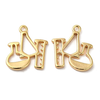 Brass Pendants, Nickel Free, Hollow Flask Charm, Real 18K Gold Plated, 16.5x14.5x1.6mm, Hole: 1.4mm
