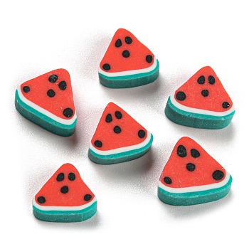 Handmade Polymer Clay Bead, Watermelon Slice, Red, 9~11.5x8.5~12x4~4.5mm, Hole: 1.5mm