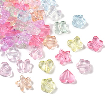 Transparent Acrylic Beads, Mixed Shapes, Mixed Color, 16~18.5x18~20x8.5~9mm, Hole: 3.5~3.8mm