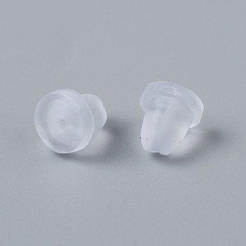 Silicone Ear Nuts, Earring Backs, for Stud Earring Making, White, 6x5mm, Hole: 0.7~1.2mm, 1000pcs/box