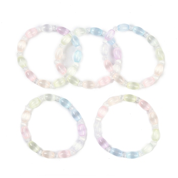 Natural Selenite Beaded Stretch Bracelets for Women,  Grade A, Oval, Colorful, Inner Diameter: 2-1/4 inch(5.8cm)