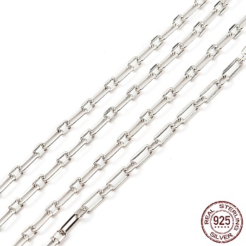 Rhodium Plated 925 Sterling Silver Figaro Chains, Soldered, Platinum, Link: 5x2.5x0.5mm and 3x2.5x0.5mm