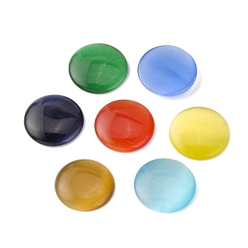 Cat Eye Cabochons, Half Round, Mixed Color, 25x4.5mm