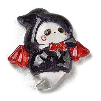 Halloween Theme Translucent Resin Decoden Cabochons, Ghost, 26.5x26x6.5mm