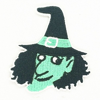 Halloween Computerized Embroidery Cloth Iron On Patches, Costume Accessories, Appliques, Hag, Colorful, 72x66mm