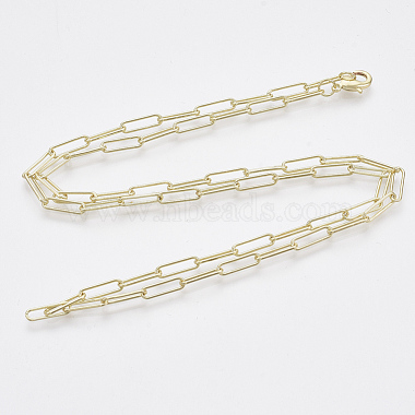Brass Round Oval Paperclip Chain Necklace Making(MAK-S072-04B-LG)-2