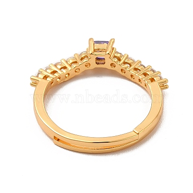 Anillo ajustable con circonita cúbica lila(RJEW-C048-12G)-3