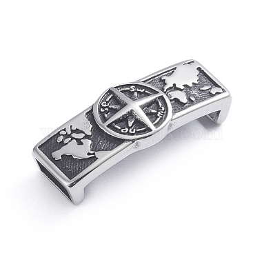 Antique Silver Rectangle Stainless Steel Slide Charms