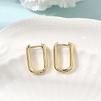 Brass Huggie Hoop Earrings, Rectangle, Real 16K Gold Plated, 18x11.5x3mm(EJEW-G473-01G)