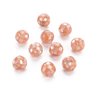Resin Beads, with Natural Pink Shell, Round, Light Salmon, 8.5mm, Hole: 1mm(SSHEL-T014-38-8mm-02)
