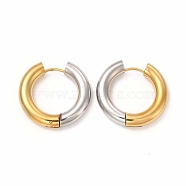 Two Tone 304 Stainless Steel Huggie Hoop Earrings for Women, Golden & Stainless Steel Color, 25x26x5mm, Pin: 1mm(EJEW-C011-07F)