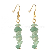 Natural Green Aventurine Chip Beaded Dangle Earrings, Gemstone Drop Earrings for Women, Brass Jewelry, Golden, 50~54x7~11.5x5~8mm, Pin: 0.7mm(EJEW-JE04788-01)