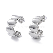 304 Stainless Steel Oval Stud Earrings, Half Hoop Earrings, Stainless Steel Color, 20x19mm(EJEW-H115-25P)