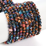 Natural Howlite Beads Strands, Dyed, Round, Colorful, 4mm, Hole: 0.8mm, about 98pcs/strand, 15.98''(40.6cm)(G-Q017-C03-02)