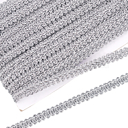 Sparkle Metallic Polyester Braided Lace Trim, Sewing Centipede Lace Ribbon, for Clothes Accessories and Curtains Accessories, Silver, 3/8 inch(10mm), about 27.34 Yards(25m)/Card(OCOR-WH0060-46D)