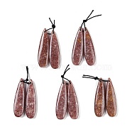 Natural Strawberry Quartz Pendants, Teardrop Charms, 40~40.5x11x4mm, Hole: 2mm(G-Q176-01A-01)