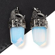 Opalite Faceted Sword Pendants, Rack Plating Antique Silver Plated Alloy Moon Charms, Cadmium Free & Lead Free, 47.5~48x21.5x13.5mm, Hole: 7x6.5mm(G-Q163-01AS-08)