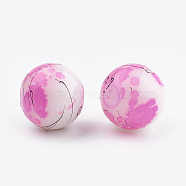 Drawbench & Baking Painted Glass Beads Strands, Round, Fuchsia, 10mm, Hole: 1mm, about 80pcs/strand, 31.4 inch(X-GLAA-S176-10mm-09)