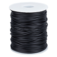 1 Roll Hollow Pipe PVC Tubular Synthetic Rubber Cord, Wrapped Around White Plastic Spool, Black, 2mm, Hole: 1mm, about 54.68 Yards(50m)/roll(RCOR-SC0001-01A)