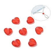 Heart Transparent PVC Plastic Cord Lock for Mouth Cover, Anti Slip Cord Buckles, Rope Adjuster, Tomato, 9.5x10x3.5mm, Hole: 2x4mm(KY-D013-03F)