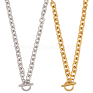 ANATTASOUL 2Pcs 2 Colors Alloy Cable Chain Necklace for Men Women, Platinum & Golden, 17.32 inch(44cm), 1Pc/color(NJEW-AN0001-19)