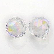 Faceted Round Glass Pendants, Colorful, 23~25x21mm, Hole: 2mm(GLAA-O008-G03)