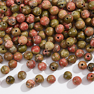 Natural Unakite Round Beads Strands, 4mm, Hole: 1mm, about 86pcs/strand, 14.7 inch, 2 strands(G-NB0004-87A)