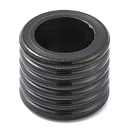 304 Stainless Steel European Beads, Large Hole Beads, Grooved Column, Black, 8x6.5mm, Hole: 5mm(STAS-H219-14EB)