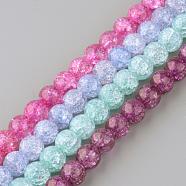 Synthetic Crackle Quartz Beads Strands, Round, Dyed, Mixed Color, 6mm, Hole: 1mm, about 66pcs/strand, 15.7 inch(GLAA-S134-6mm-M)