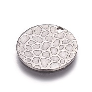 Stainless Steel Pendants, Flat Round, Stainless Steel Color, 15x1mm, Hole: 1.5mm(STAS-I098-03-P)