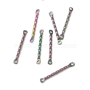 Ion Plating(IP) 304 Stainless Steel Connector Charms, Twisted Bar, Rainbow Color, 20x2x1.2mm, Hole: 1mm(STAS-Q323-02B-MC)