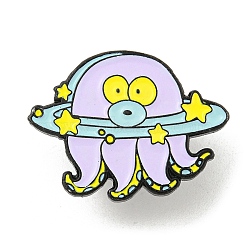 Alloy Brooches, Enamel Lapel Pin, with Iron Butterfly Clutches or Rubber Clutches, Octopus, 20.5x27.5mm(JEWB-H026-01EB-01)