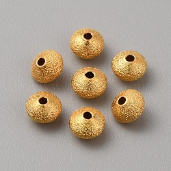 Brass Beads, Textured, Rondelle, Golden, 5.5x4mm, Hole: 1.2mm(KK-WH0054-48G)