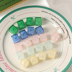 Transparent Crackle Acrylic Beads, Cube, Mixed Color, 16x16x16mm, Hole: 3.5mm(OACR-K008-24)