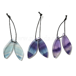 2Pcs Natural Fluorite Pendants, Gems Charms, Wing, 29.5x11x3.5mm, Hole: 1mm(G-Z064-01E)