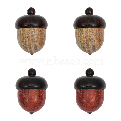 4Pcs 2 Colors Wooden Acorn Box Jewelry Pendants, Autumn Acorn Charm, with Screw Cap, Secret Canister, Mixed Color, 29~30x20~21mm, Hole: 1.4~1.8mm, Inner Diameter: 13mm, 2pcs/color(WOOD-CA0001-69)