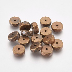 CCB Plastic Beads, Faceted, Flat Round, Antique Bronze, 12x5mm, Hole: 1.5mm(CCB-P005-041AB)