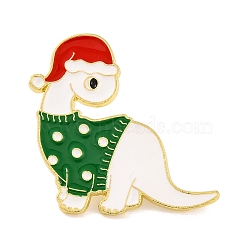 Christmas Theme Dinosaur Enamel Pins, Alloy Brooches for Backpack Clothes, White, 31x32x1mm(JEWB-M043-02D)